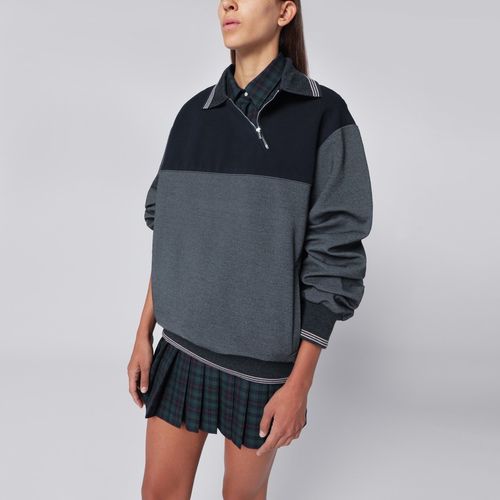 Felpa con zip antracite/blu - Miu Miu - Modalova