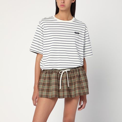 T-shirt a righe Cacao/Blu/Bianco - Miu Miu - Modalova