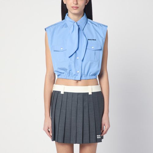 Sleeveless shirt in poplin - Miu Miu - Modalova