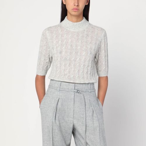 Maglione a trecce chiaro in misto mohair - Brunello Cucinelli - Modalova