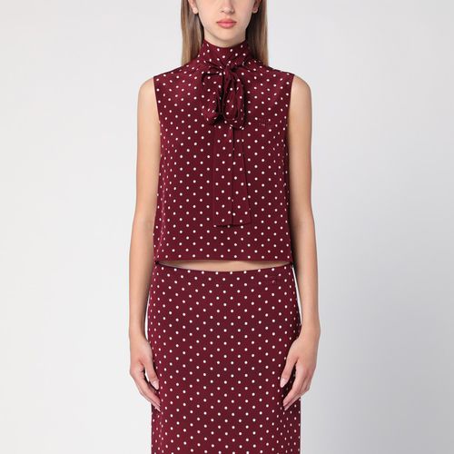 Amaranth-coloured polka dot silk top - Miu Miu - Modalova