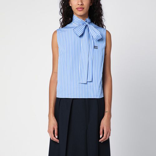 Camicia smanicata azzurra a righe - Miu Miu - Modalova