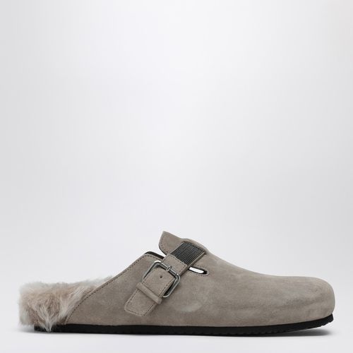 Light grey suede sabot - Brunello Cucinelli - Modalova