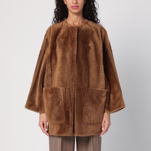 Brauner Shearling-Wendejacken-Mantel - Max Mara Atelier - Modalova