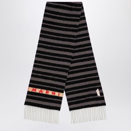 Striped alpaca blend scarf with logo - Marni - Modalova