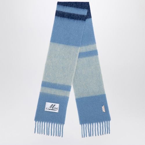 Alpaca and mohair scarf with stripes blue - Marni - Modalova