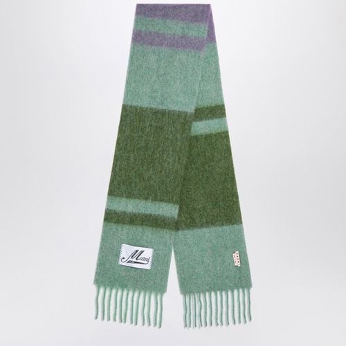 Alpaca and mohair scarf with stripes kiwi - Marni - Modalova