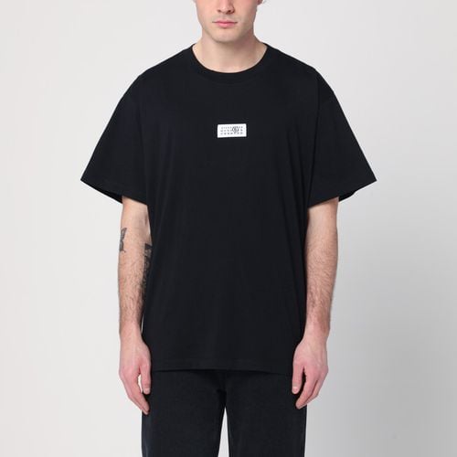 T-shirt nera con etichetta logo - MM6 Maison Margiela - Modalova