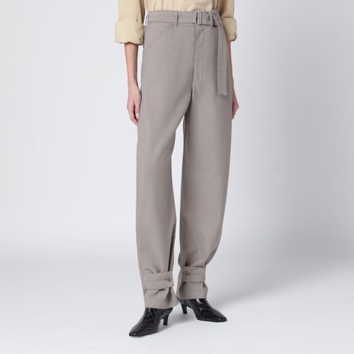 Pantaloni color taupe con linguette alle caviglie - LEMAIRE - Modalova