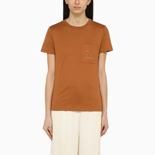 Lederfarbenes T-Shirt aus Baumwolle mit Logo - Max Mara - Modalova