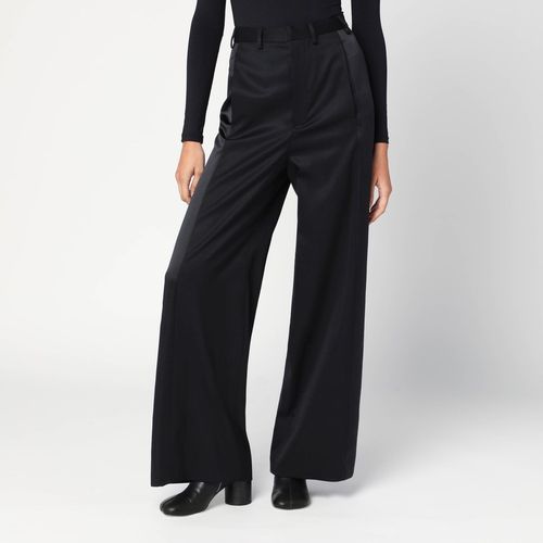 Pantalone a palazzo nero in satin - MM6 Maison Margiela - Modalova