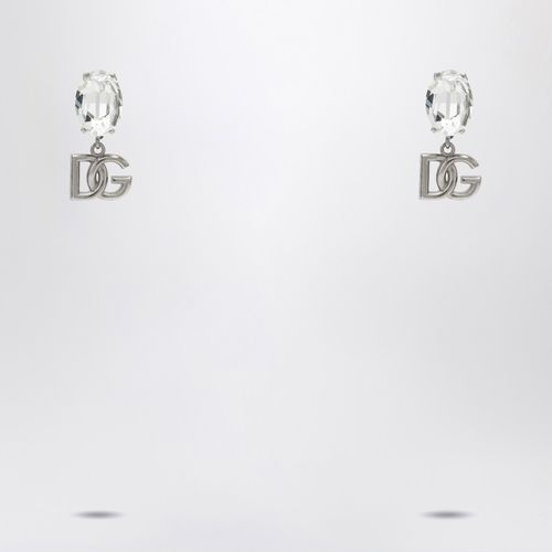 Earrings with crystal and silver DG logo - Dolce&Gabbana - Modalova