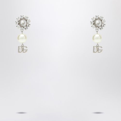 Pearl earrings with silver DG logo - Dolce&Gabbana - Modalova