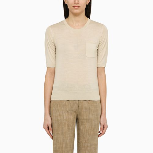 Cream-coloured crew-neck sweater in wool - Roberto Collina - Modalova