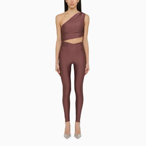 Asymmetrical close-fitting jumpsuit in mauve - THE ANDAMANE - Modalova