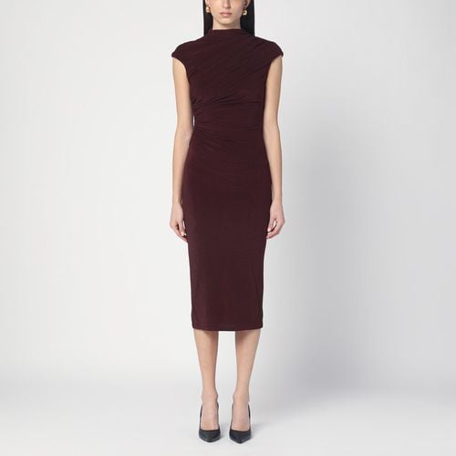 Cocoa coloured ruffled midi dress - THE ANDAMANE - Modalova