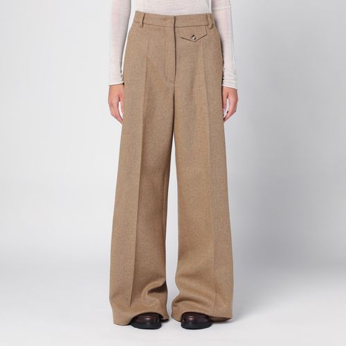 Pantalone ampio beige in tweed di misto lana - Sportmax - Modalova