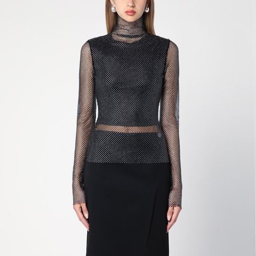 Maglia dolcevita nera in rete con strass - Sportmax - Modalova