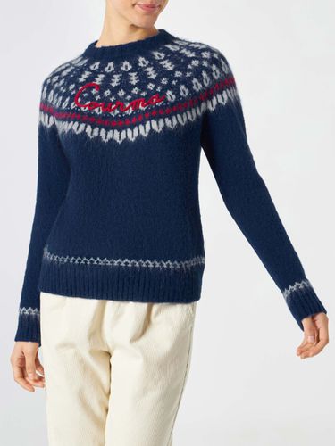 Woman Navy Crewneck Nordic Jacquard Sweater - MC2 Saint Barth - Modalova