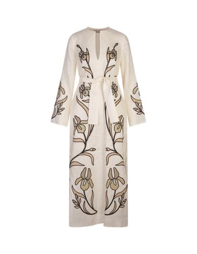 Linen Caftan With Applications - Tory Burch - Modalova