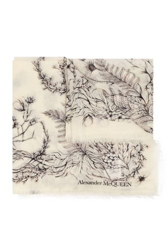 Graphic Printed Frayed-edge Scarf - Alexander McQueen - Modalova