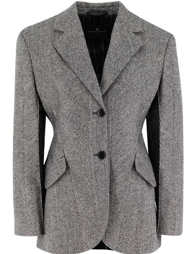 Slim Fit Blazer With Herringbone Pattern - Ermanno Scervino - Modalova