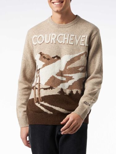 Man Crewneck Donegal Sweater Courchevel Postcard Jacquard Print - MC2 Saint Barth - Modalova