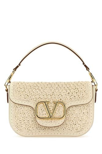 Raffia And Leather Vlogo Handbag - Valentino Garavani - Modalova