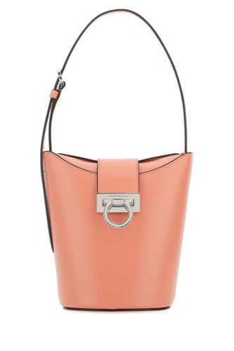 Pastel Light Blue Leather Bucket Bag - Ferragamo - Modalova