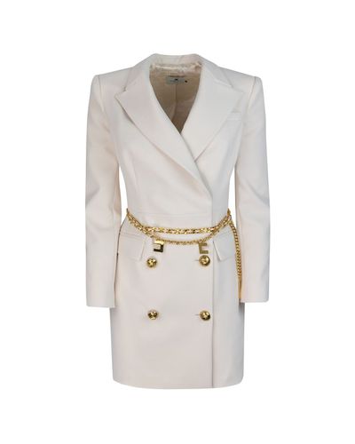 Belted Stretch Coat Dress - Elisabetta Franchi - Modalova