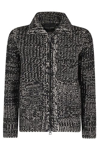 Zipped Chunky Knitted Cardigan - Roberto Collina - Modalova