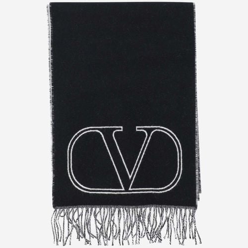 Black Wool Blend Scarf - Valentino Garavani - Modalova