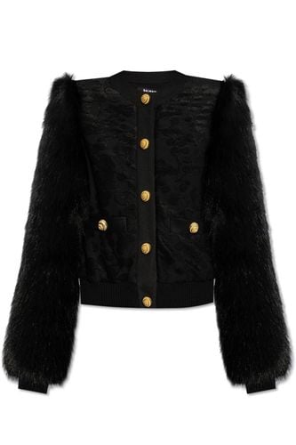 Buttoned Straight Hem Faux-fur Jacket - Balmain - Modalova