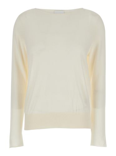 Cream Pullover With Boat Neckline In Wool Woman - Allude - Modalova