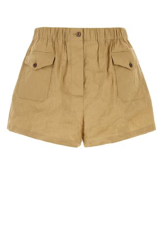 Camel Stretch Cotton Blend Shorts - Prada - Modalova