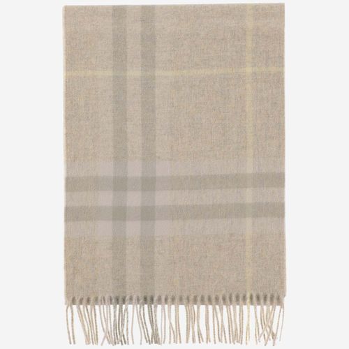 Cashmere Scarf With Check Pattern - Burberry - Modalova