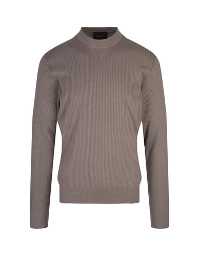 Taupe Silk And Cotton Regular Fit Sweater - Hugo Boss - Modalova