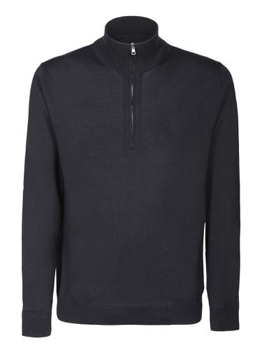 Zanone Mid-zip Black Pullover - Zanone - Modalova