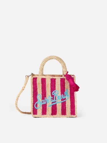 Fuchsia Striped Mini Vanity Raffia Bag With Embroidery - MC2 Saint Barth - Modalova