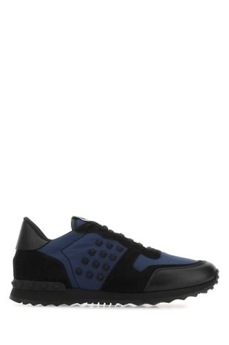 Two-tone Nylon And Suede Rockrunner Sneakers - Valentino Garavani - Modalova