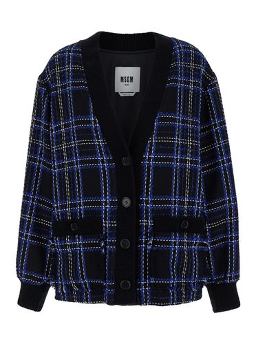 Oversized Cardigan In Tweed With Maxi Check Pattern - MSGM - Modalova