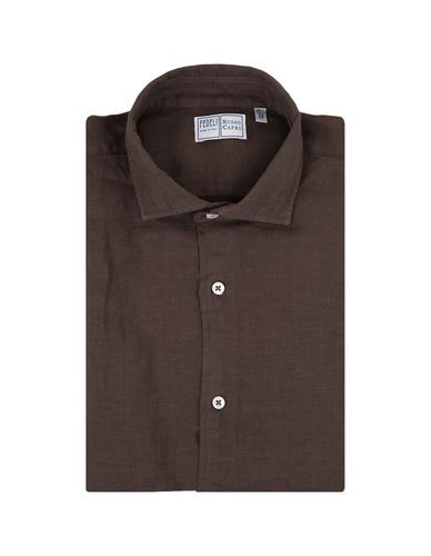 Fedeli Nick Shirt In Brown Linen - Fedeli - Modalova