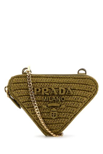 Army Green Crochet And Leather Mini Pouch - Prada - Modalova