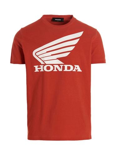 Honda Crew Neck T-shirt With Logo Print On The Chest In Cotton Man - Dsquared2 - Modalova