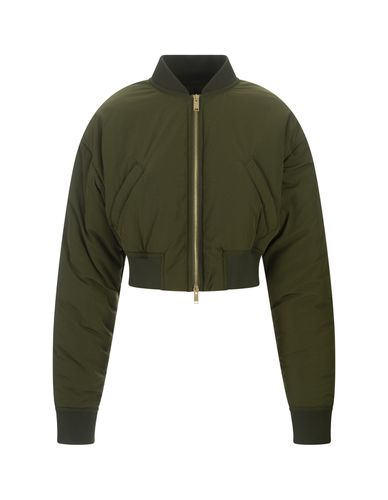 Olive Padded Crop Bomber Jacket - Fabiana Filippi - Modalova