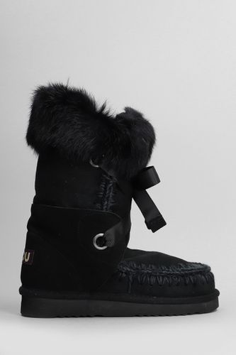 Eskimo Lace And Fur Low Heels Boots In Suede - Mou - Modalova