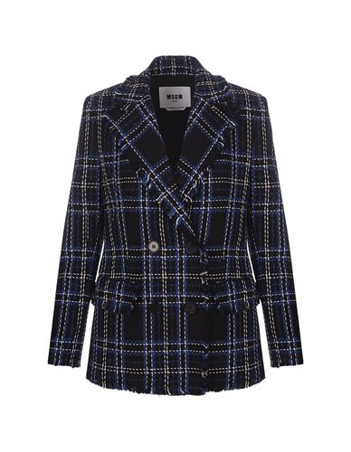 Double Breasted Blazer In Tweed With Maxi Check Pattern - MSGM - Modalova