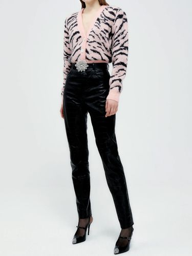 Zebra Pattern Knitted Cardigan - Alessandra Rich - Modalova