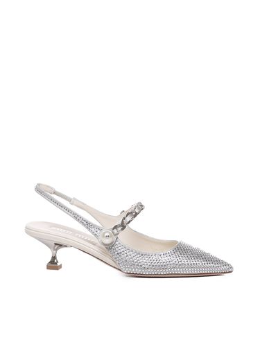 Silk Blend Slingback With Applications - Miu Miu - Modalova