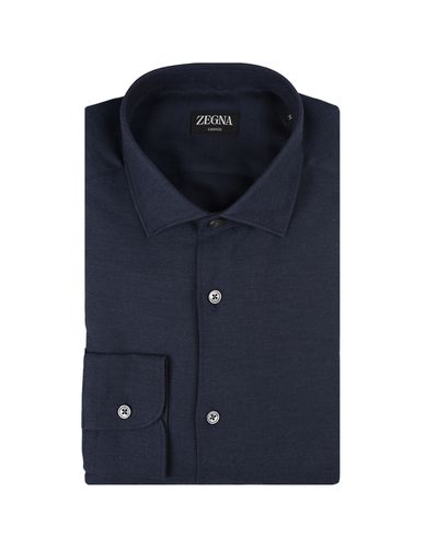 Zegna Navy Blue Cashco Shirt - Zegna - Modalova